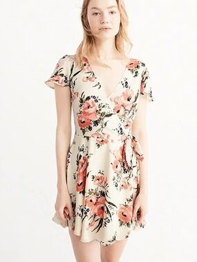Abercrombie Floral Faux Wrap Flutter Dress